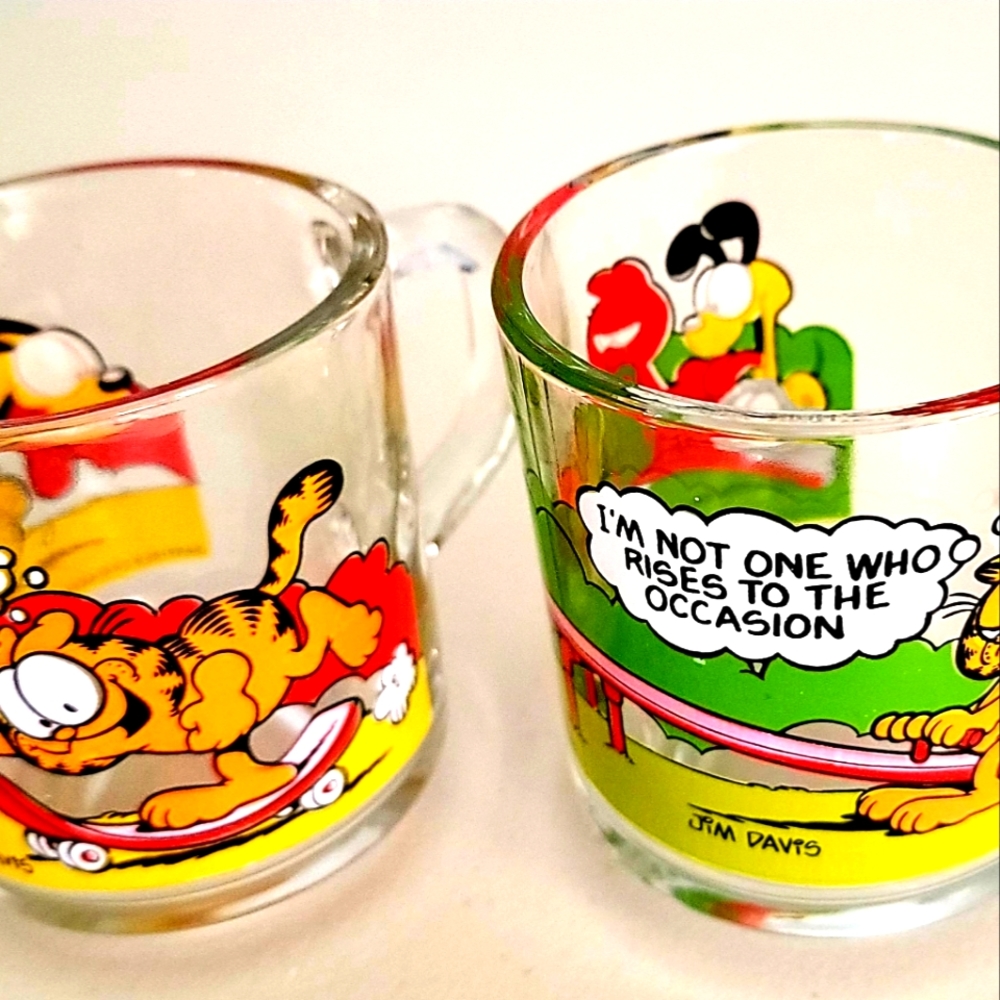 Vintage McDonald's Garfield Anchor Hocking Glass Mugs